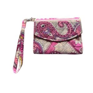 Paisley Wristlet Wallet Purple‎ Pink Beige Quilted Small Cute Ladies Purse